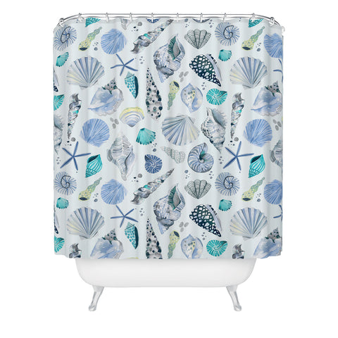 Ninola Design Sea shells Soft blue Shower Curtain