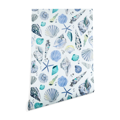 Ninola Design Sea shells Soft blue Wallpaper