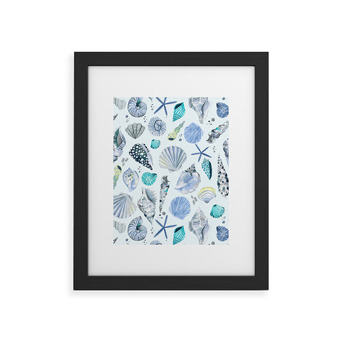 Ninola Design Sea shells Soft blue Framed Art Print