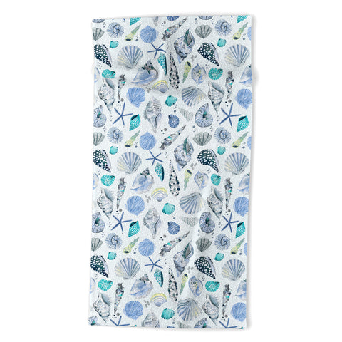 Ninola Design Sea shells Soft blue Beach Towel