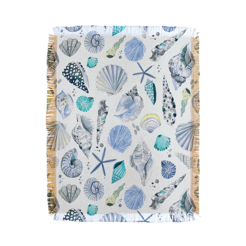 Ninola Design Sea shells Soft blue Throw Blanket