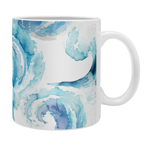 Ninola Design Sea Waves Blue Coastal Marine Watercolor Coffee Mug