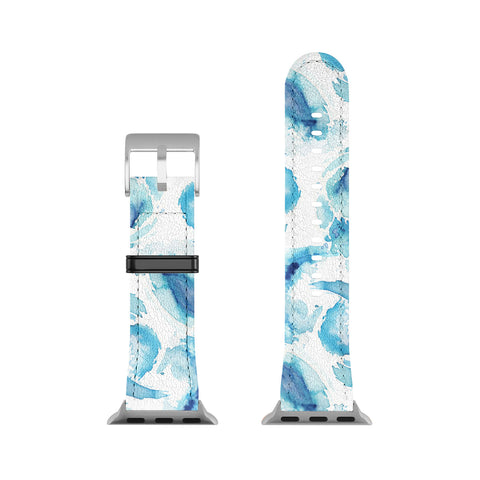Ninola Design Sea Waves Blue Coastal Marine Watercolor Apple Watch Band