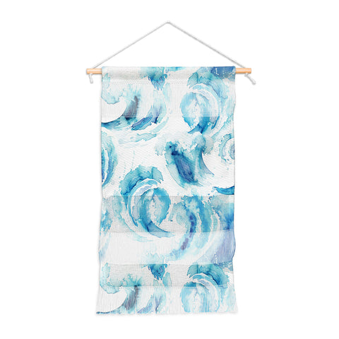 Ninola Design Sea Waves Blue Coastal Marine Watercolor Wall Hanging Portrait