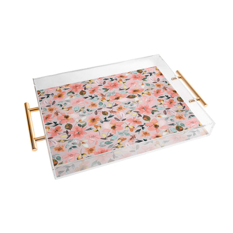 Ninola Design Serenity flowers Pink Romance Acrylic Tray