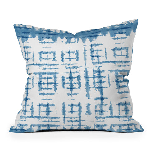 Ninola Design Shibori Checks Stripes Outdoor Throw Pillow