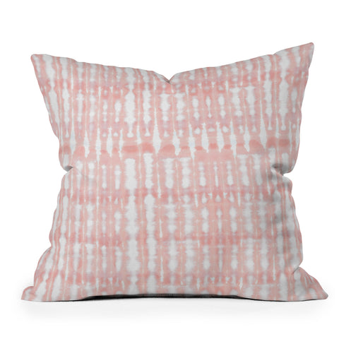 Ninola Design Shibori Plaids Stripes Coral Outdoor Throw Pillow