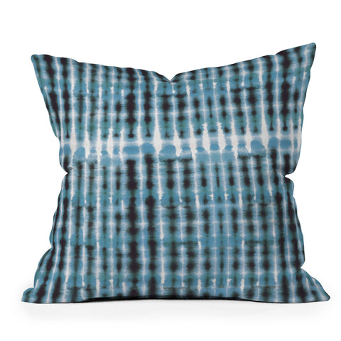 Ninola Design Shibori Plaids Stripes Outdoor Throw Pillow