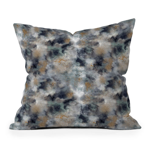 Ninola Design Smoky Marble Dark Astronomy Outdoor Throw Pillow