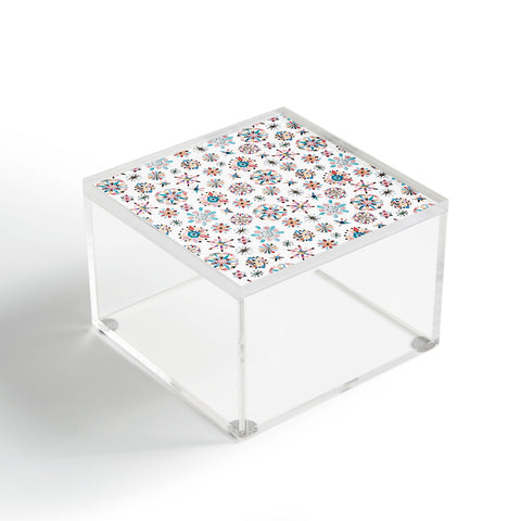 Ninola Design Snow Crystal Stars Winter Red Acrylic Box