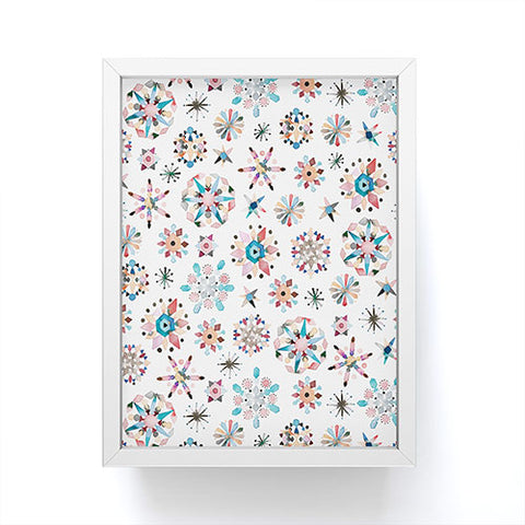 Ninola Design Snow Crystal Stars Winter Red Framed Mini Art Print