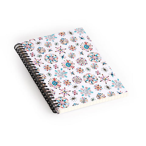 Ninola Design Snow Crystal Stars Winter Red Spiral Notebook