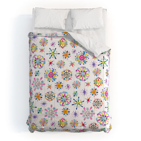 Ninola Design Snow Crystals Stars Multicolored Comforter