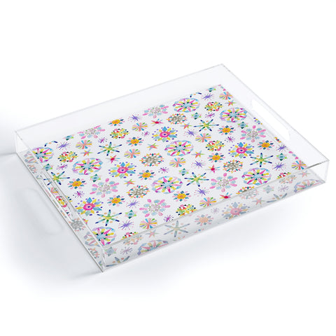 Ninola Design Snow Crystals Stars Multicolored Acrylic Tray