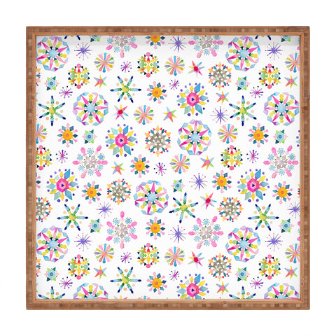 Ninola Design Snow Crystals Stars Multicolored Square Tray