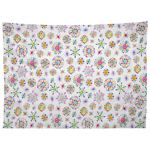 Ninola Design Snow Crystals Stars Multicolored Tapestry