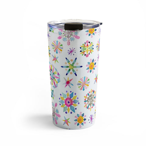 Ninola Design Snow Crystals Stars Multicolored Travel Mug