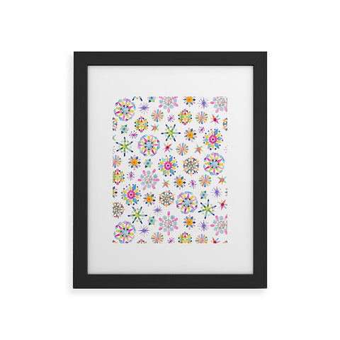 Ninola Design Snow Crystals Stars Multicolored Framed Art Print