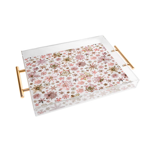Ninola Design Snowflakes watercolor Pink Acrylic Tray