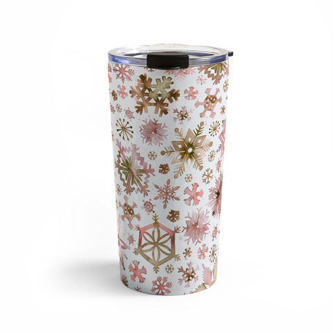 Ninola Design Snowflakes watercolor Pink Travel Mug