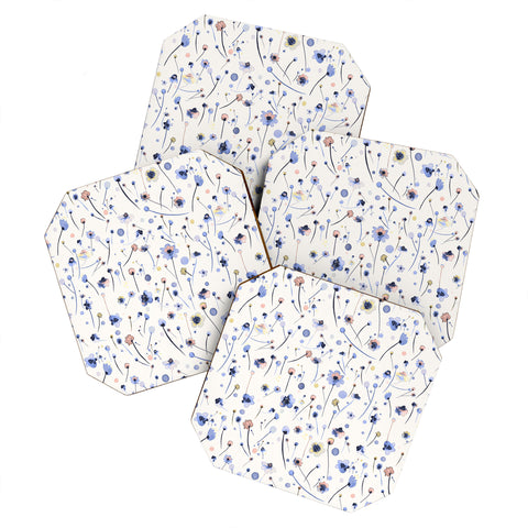 Ninola Design Soft Flowers Blue Coaster Set