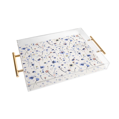 Ninola Design Soft Flowers Blue Acrylic Tray