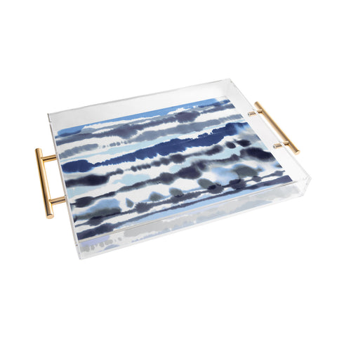 Ninola Design Soft relaxing lines blue Acrylic Tray
