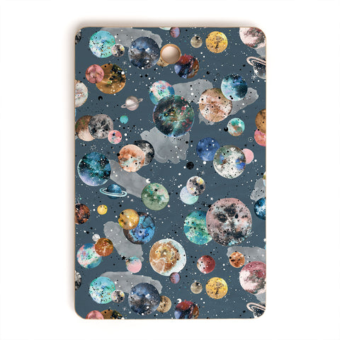 Ninola Design Space Planets Galaxy Dark Grey Cutting Board Rectangle