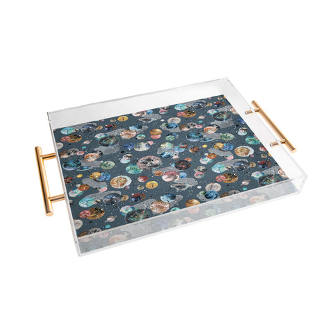 Ninola Design Space Planets Galaxy Dark Grey Acrylic Tray