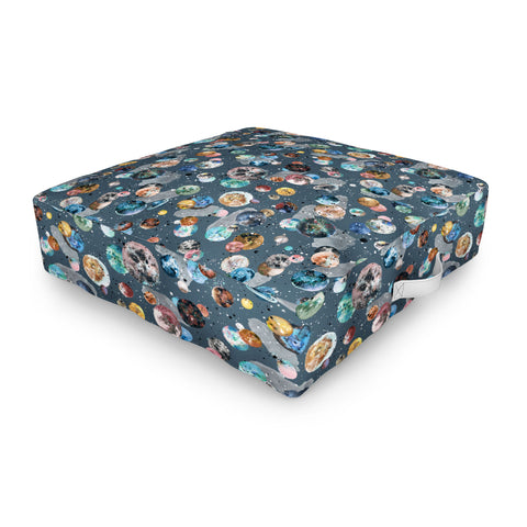 Ninola Design Space Planets Galaxy Dark Grey Outdoor Floor Cushion