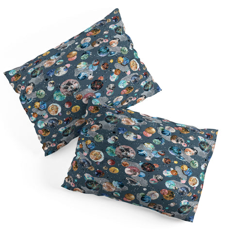 Ninola Design Space Planets Galaxy Dark Grey Pillow Shams