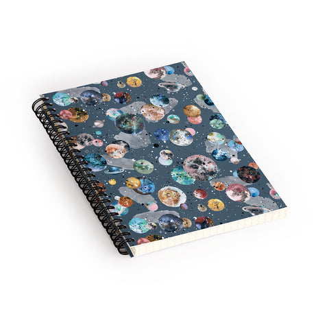 Ninola Design Space Planets Galaxy Dark Grey Spiral Notebook