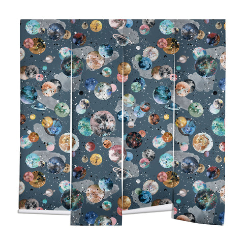 Ninola Design Space Planets Galaxy Dark Grey Wall Mural