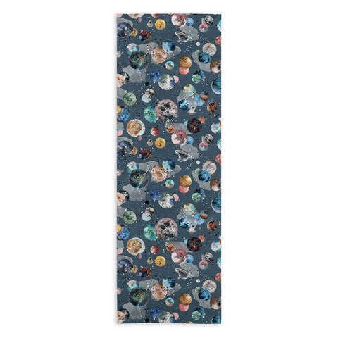 Ninola Design Space Planets Galaxy Dark Grey Yoga Towel