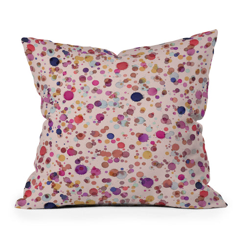 Ninola Design Splash watercolor drops Pink Outdoor Throw Pillow