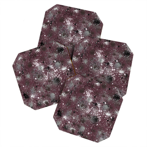 Ninola Design Splatter Space Burgundy Coaster Set