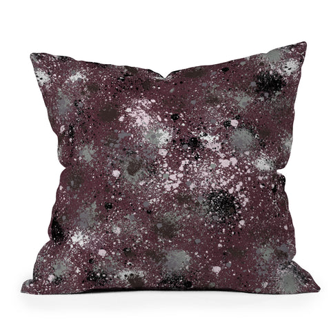 Ninola Design Splatter Space Burgundy Outdoor Throw Pillow
