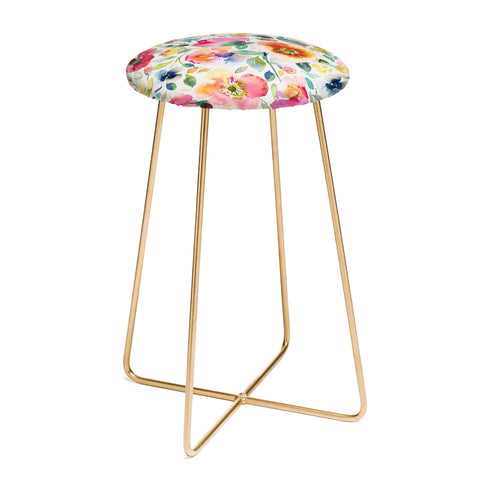 Ninola Design Spring Artistic Poppies Multicolor Counter Stool