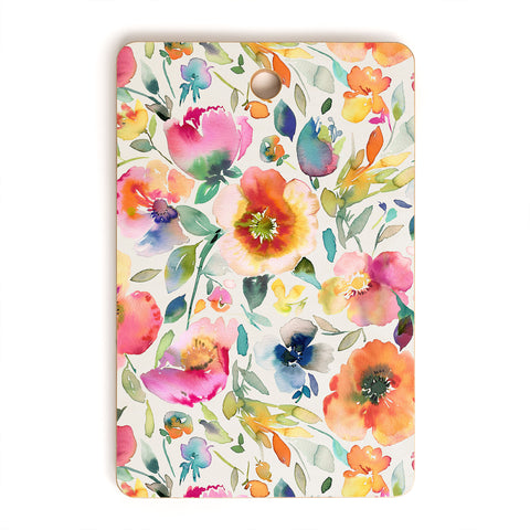 Ninola Design Spring Artistic Poppies Multicolor Cutting Board Rectangle