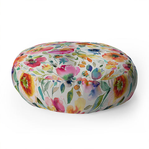 Ninola Design Spring Artistic Poppies Multicolor Floor Pillow Round