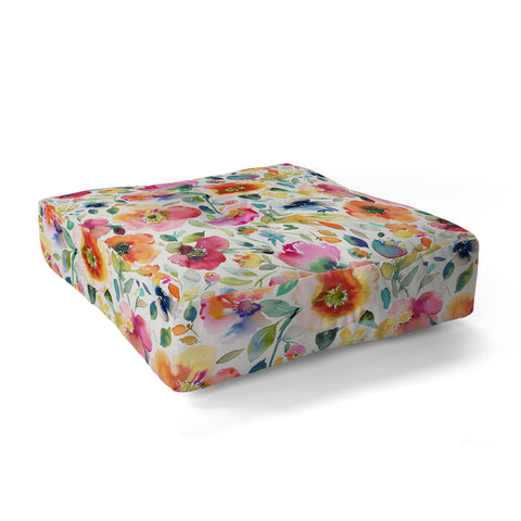 Ninola Design Spring Artistic Poppies Multicolor Floor Pillow Square