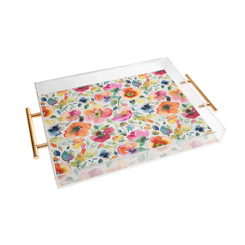 Ninola Design Spring Artistic Poppies Multicolor Acrylic Tray
