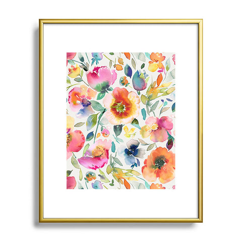 Ninola Design Spring Artistic Poppies Multicolor Metal Framed Art Print