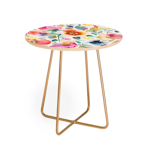 Ninola Design Spring Artistic Poppies Multicolor Round Side Table