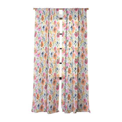 Ninola Design Spring Artistic Poppies Multicolor Sheer Window Curtain