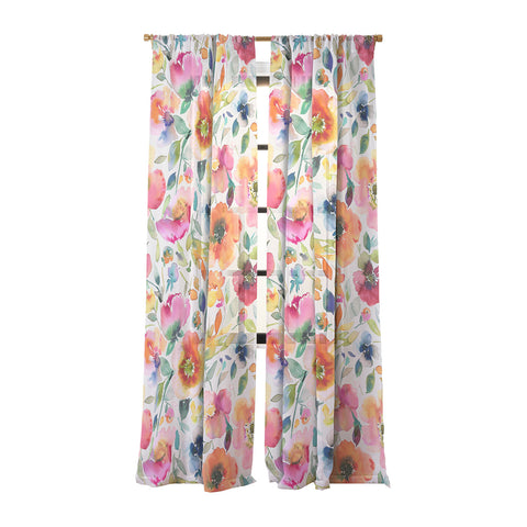 Ninola Design Spring Artistic Poppies Multicolor Sheer Non Repeat