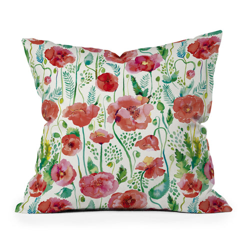 Ninola Design Spring Cute Poppies Outdoor Throw Pillow