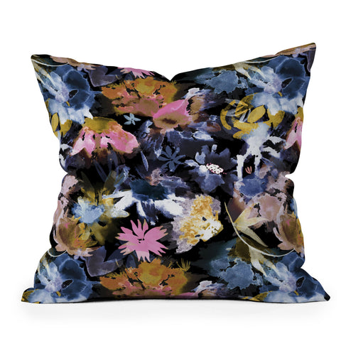 Ninola Design Spring Memories Dark Painting Outdoor Throw Pillow