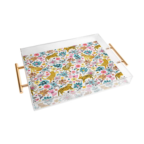 Ninola Design Spring Tigers and Flowers Acrylic Tray