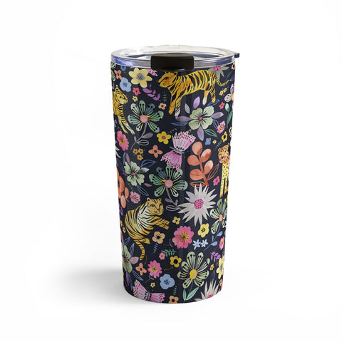Ninola Design Spring Tigers Jungle Black Travel Mug